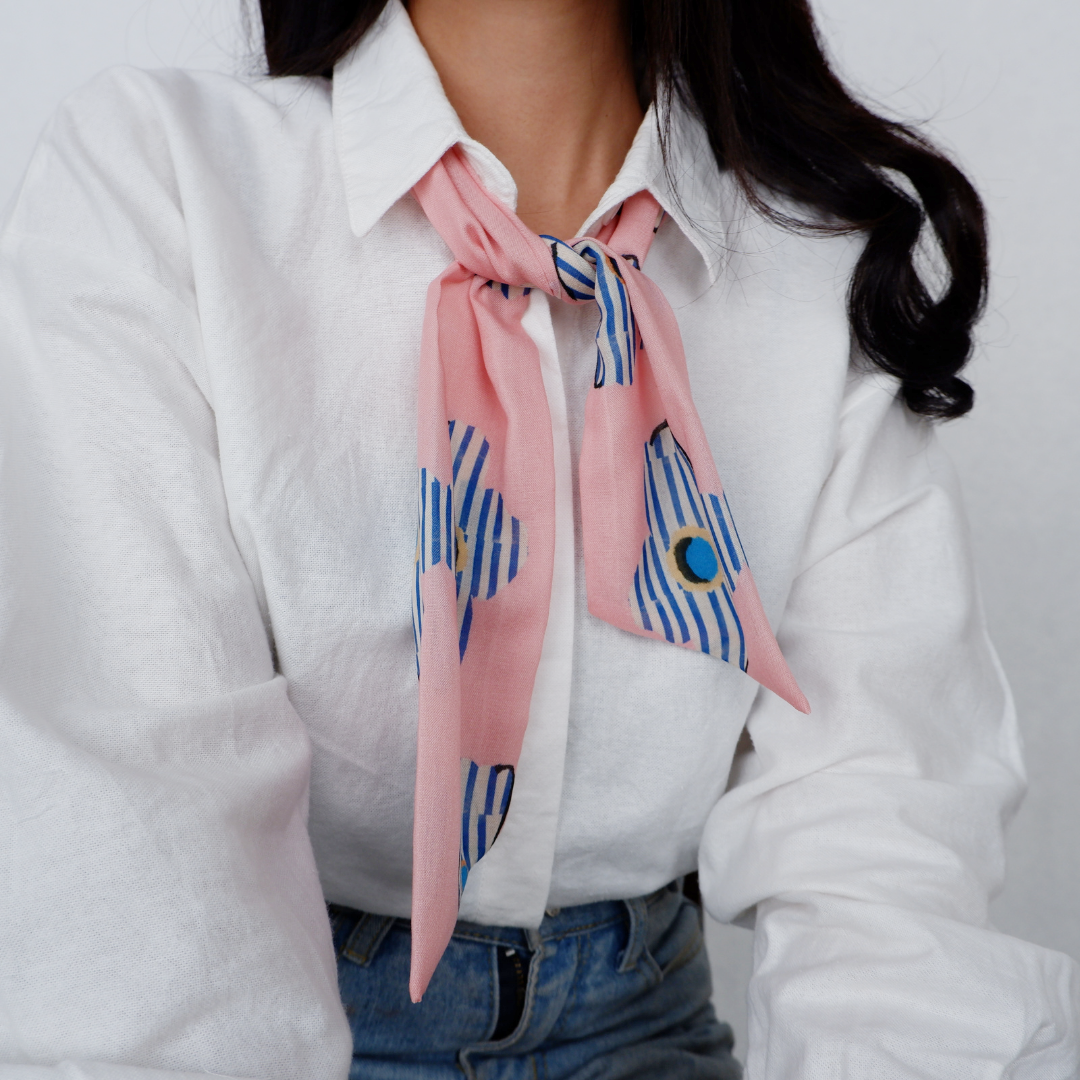 Skinny Scarf (Twilly) - Pink Bluey