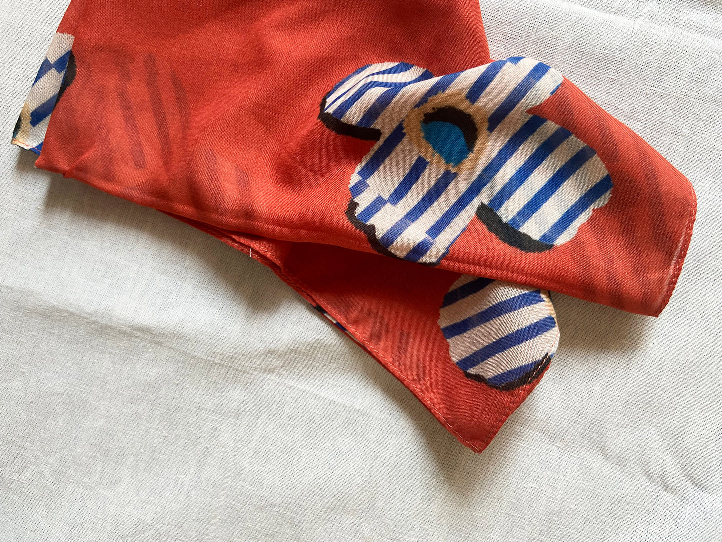Mini Scarf/Bandana - Blue Stripe Petal