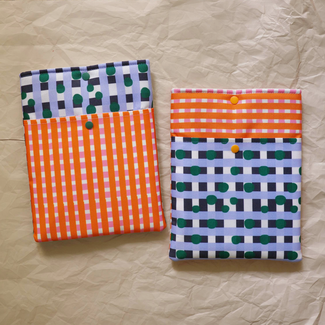 Book Sleeve - Plaid Orange Purple