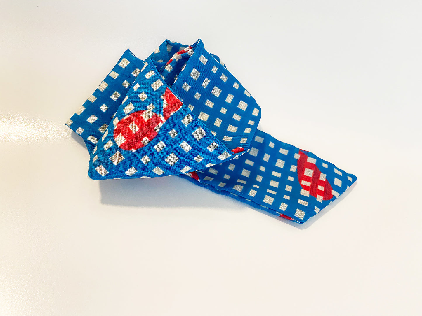 Skinny Scarf (Twilly) - Plaid RedBlue