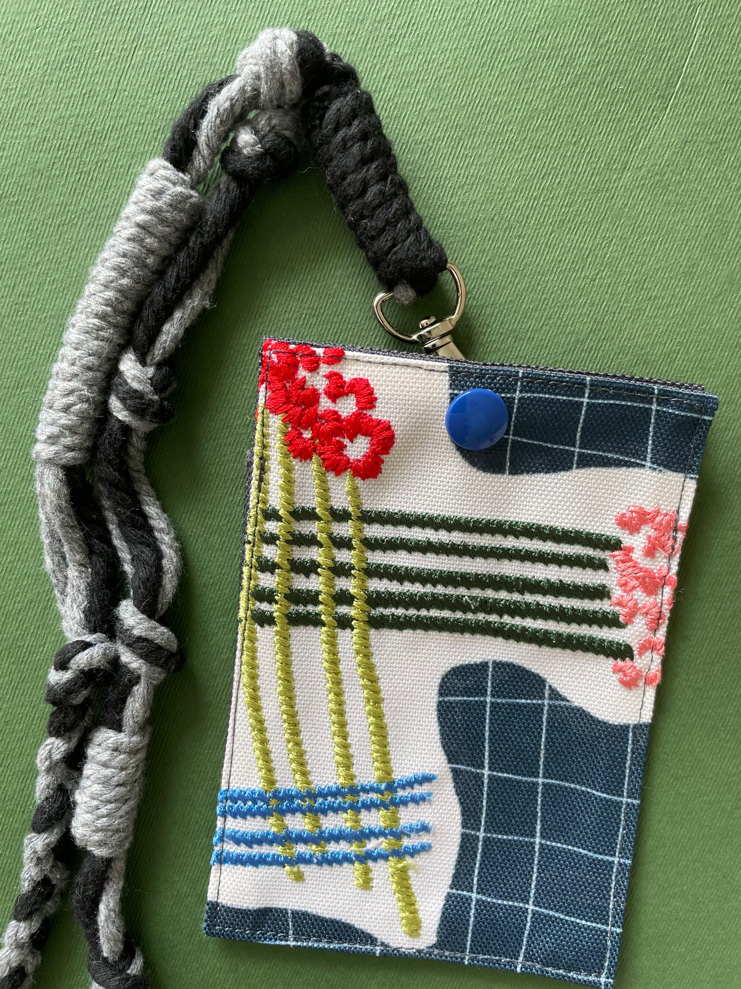 Embroidery Card Holder - Batang Plaid