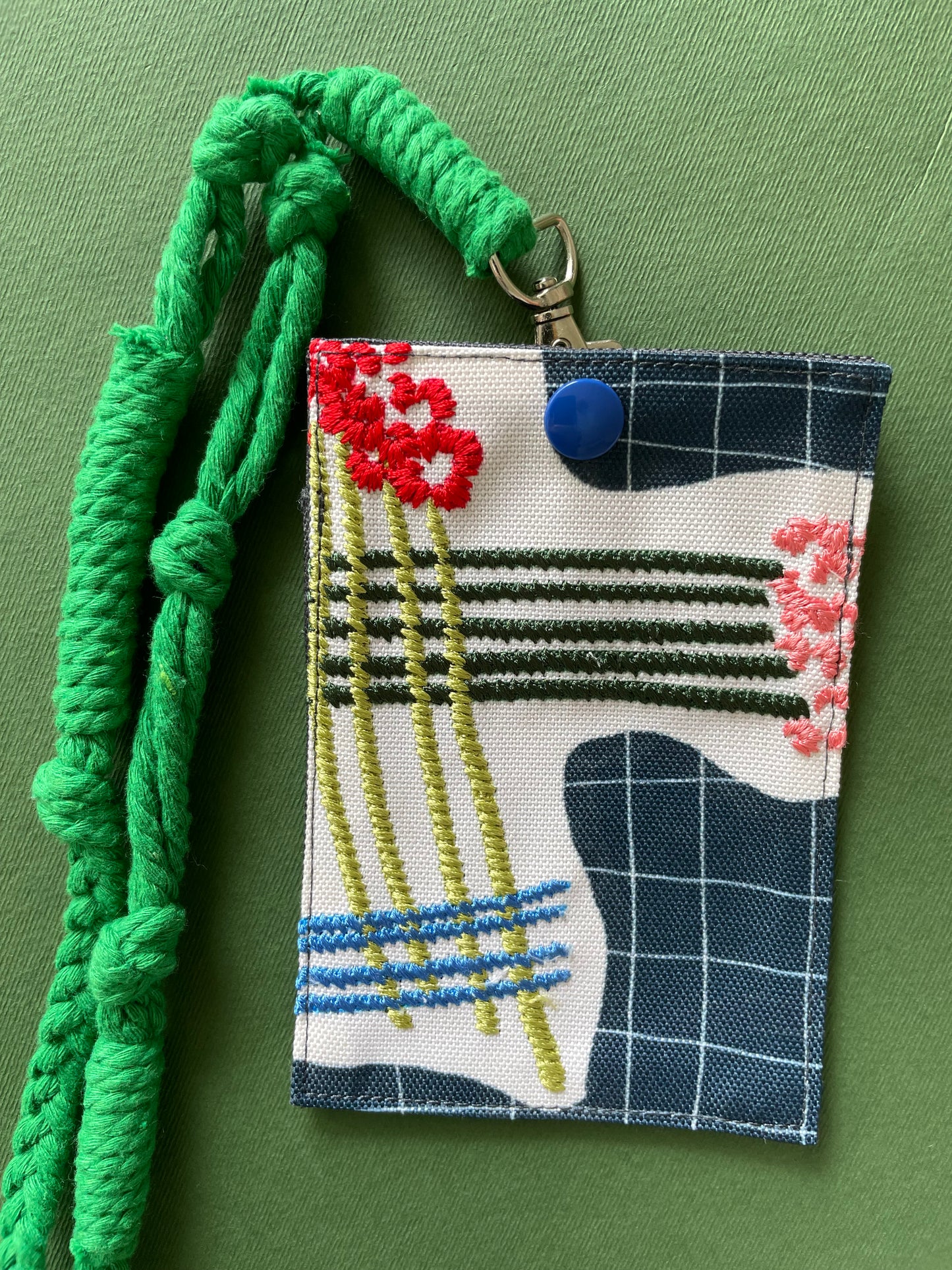 Embroidery Card Holder - Batang Plaid