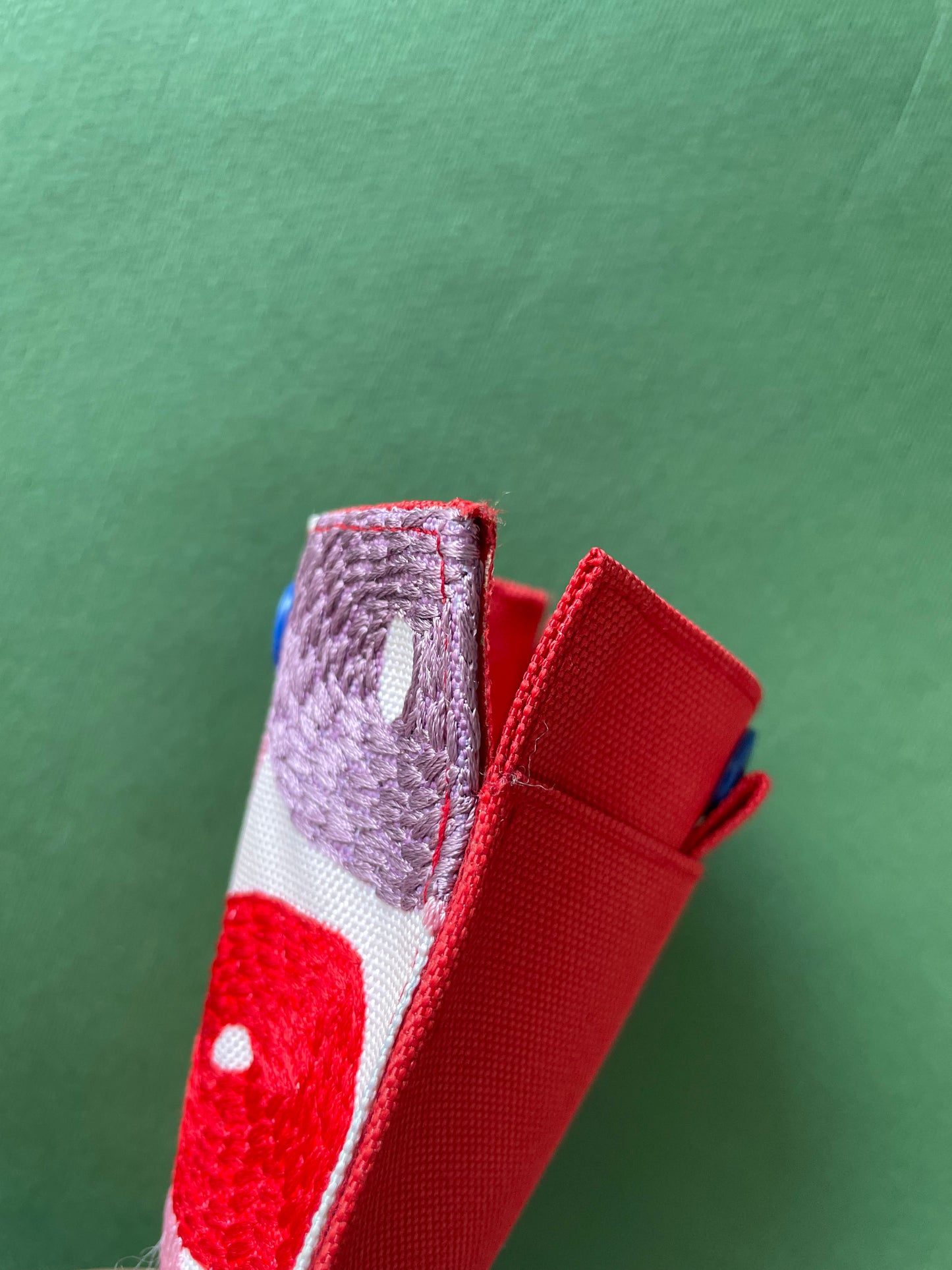 Embroidery Card Holder - Red Dots