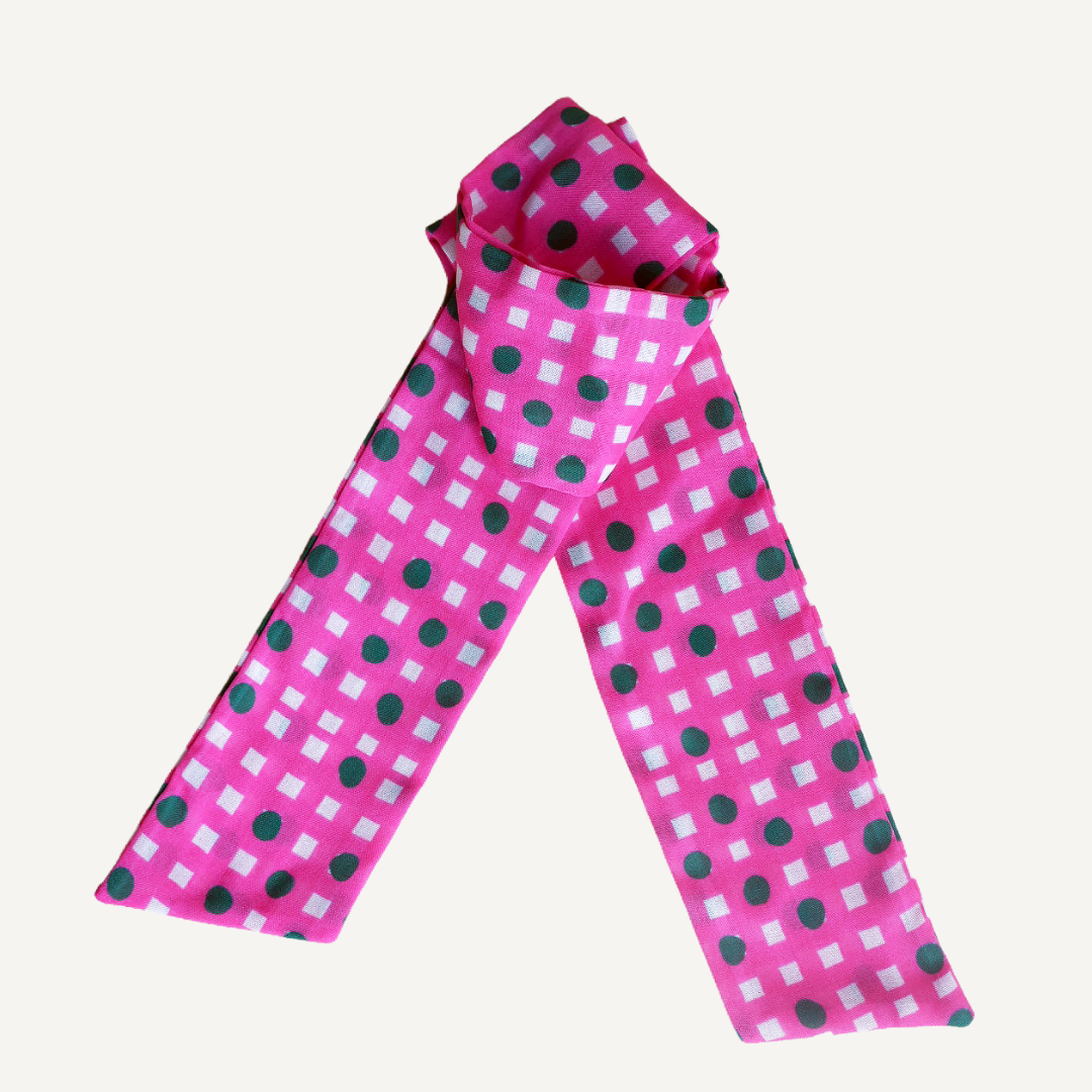 Skinny Scarf (Twilly) - Messy Plaid Pink