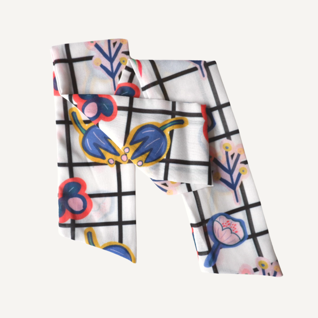 Skinny Scarf (Twilly) - Rainbow Grid