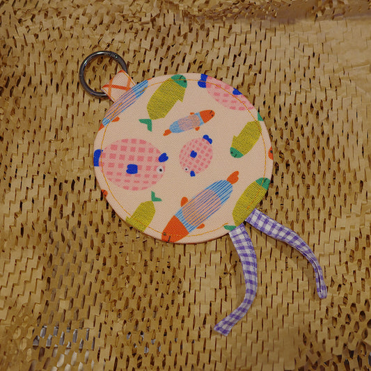 Round Pouch / Bag Charm - Fishies