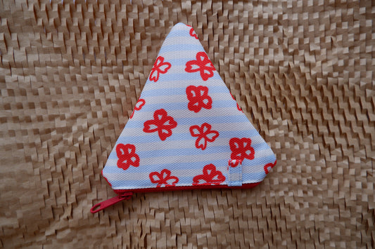 Onigiri pouch - Stripe & Petal Red