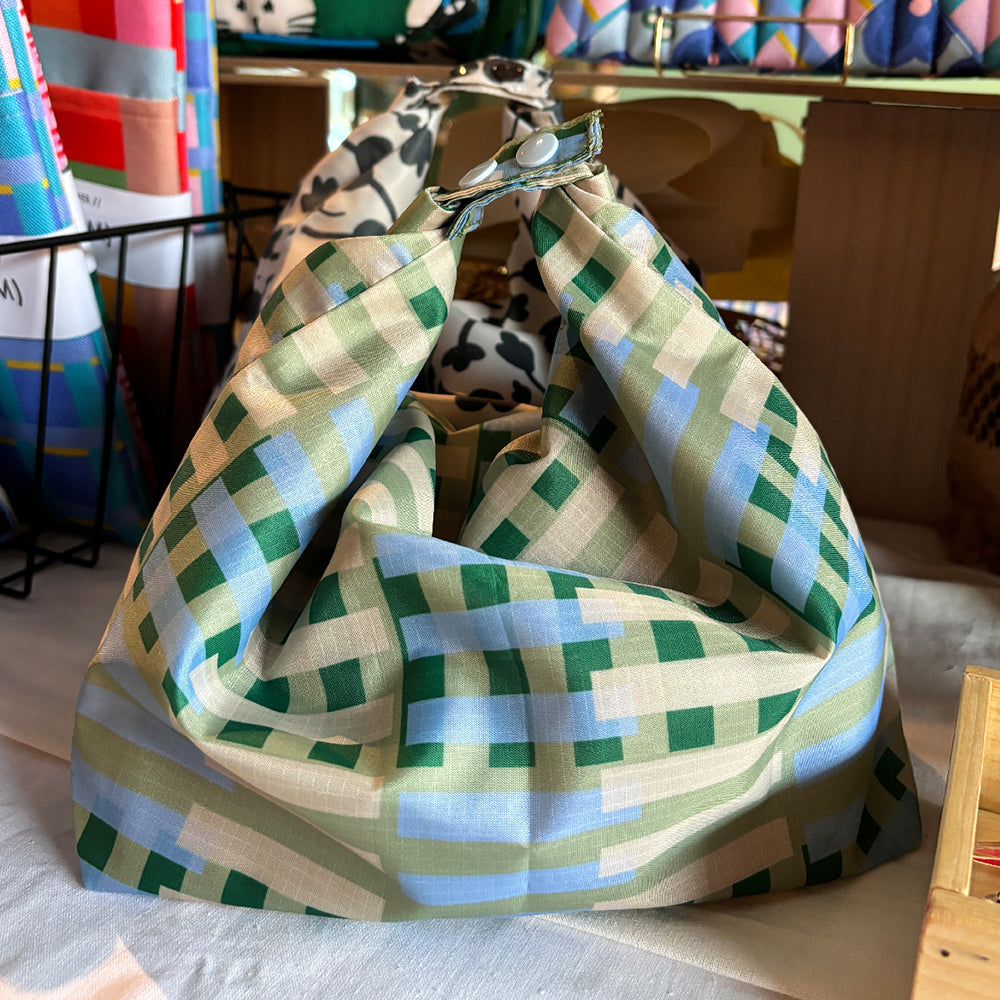 Lunch Bag (Tote & Fold) - Stripes Green