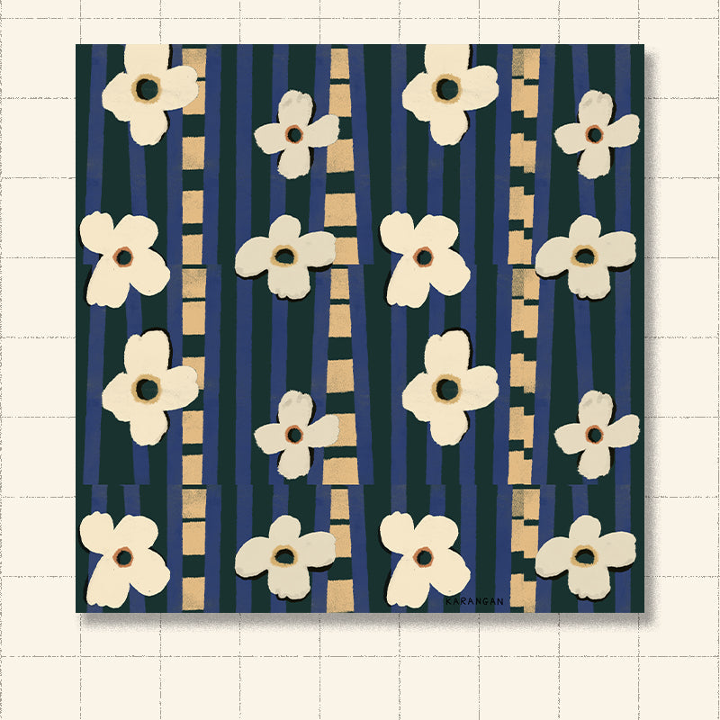 Big Scarf - Stripe Beige Petal in Blue (Pre-Order)