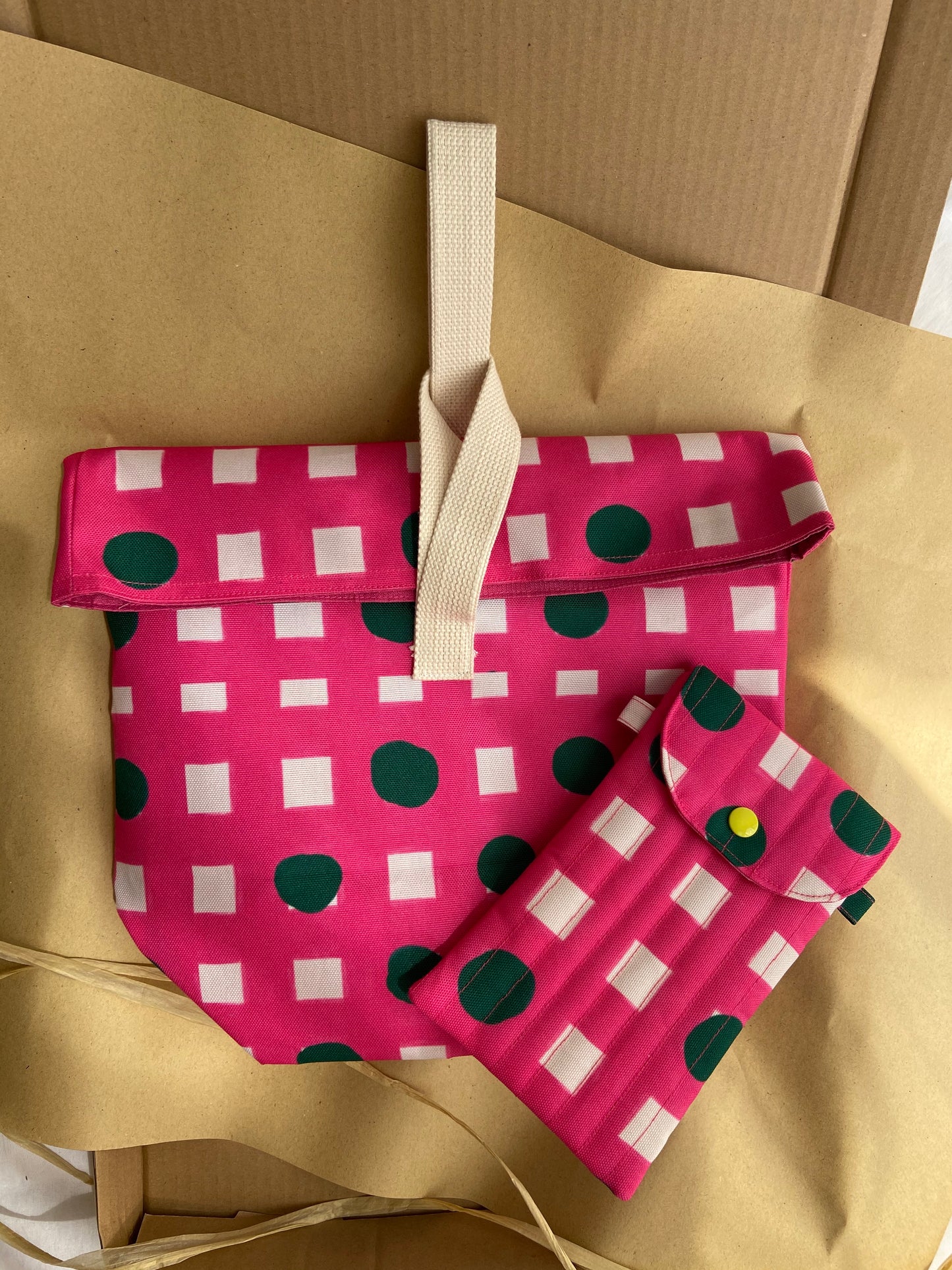 Fold Lunch Bag - Plaid Pink