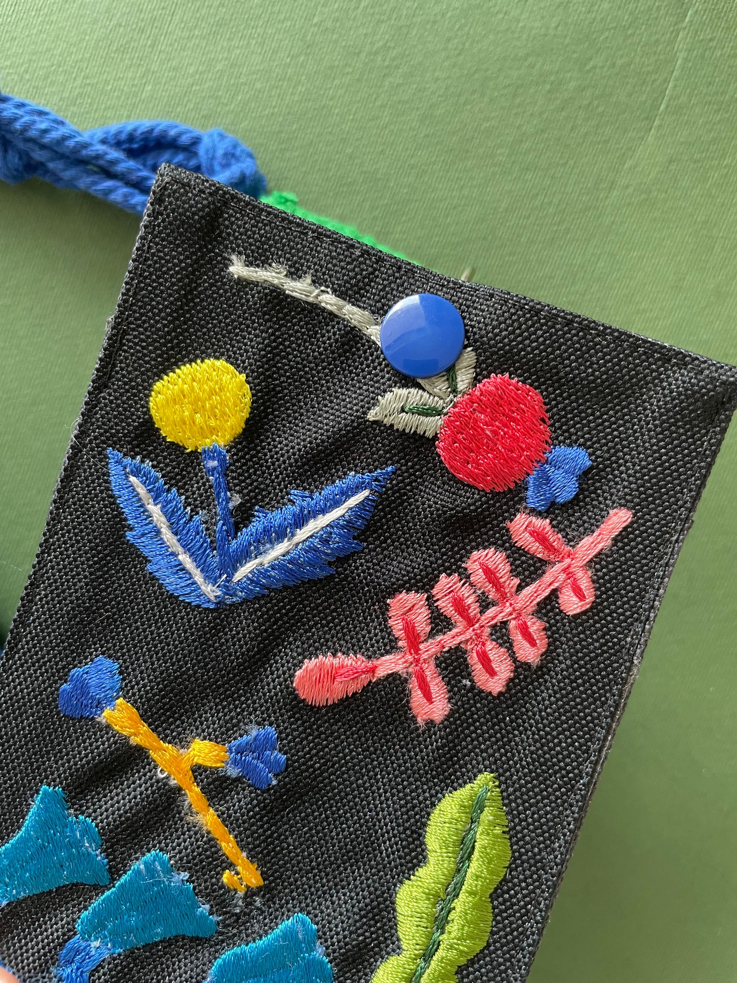 Embroidery Card Holder - Black Garden