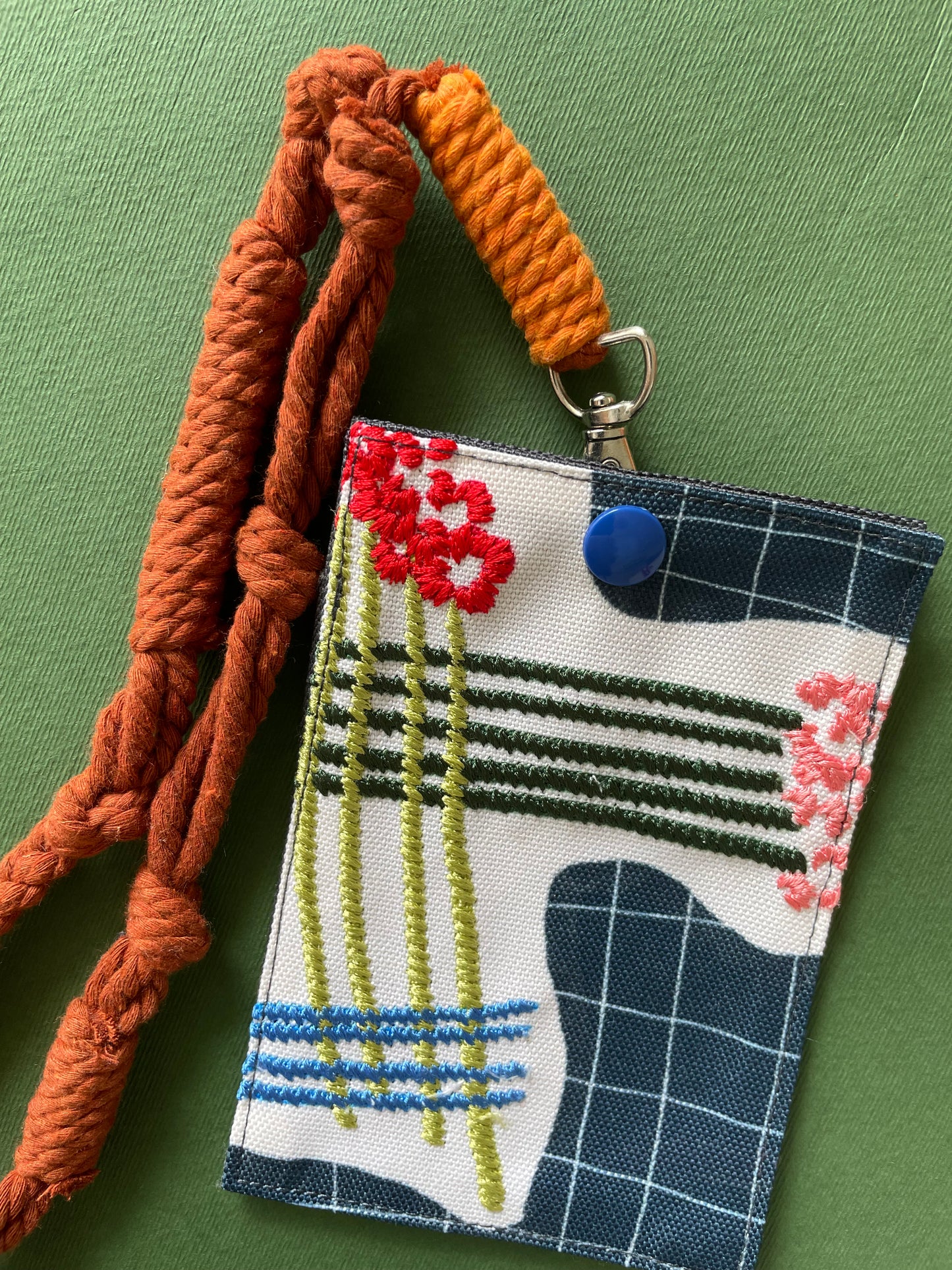 Embroidery Card Holder - Batang Plaid
