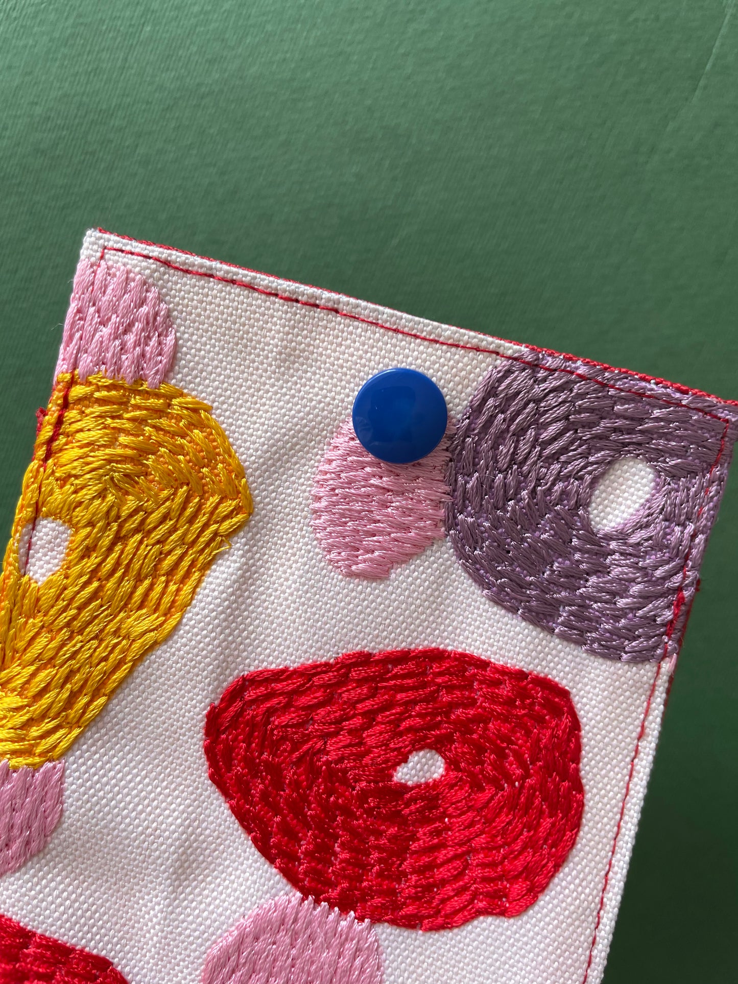 Embroidery Card Holder - Red Dots